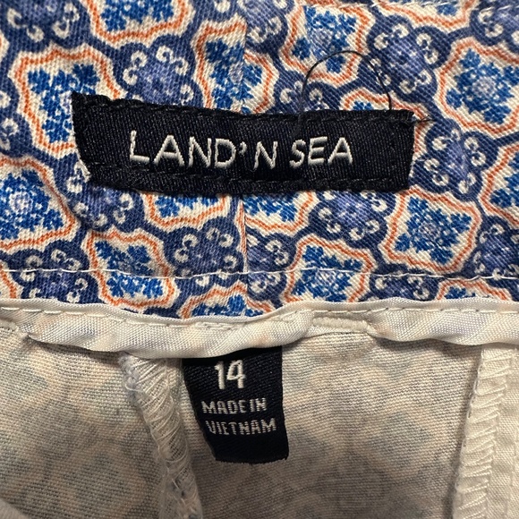 Women's Blue & White Print Land & Sea Shorts Size 14 Cotton Spandex Classic - Picture 6 of 8